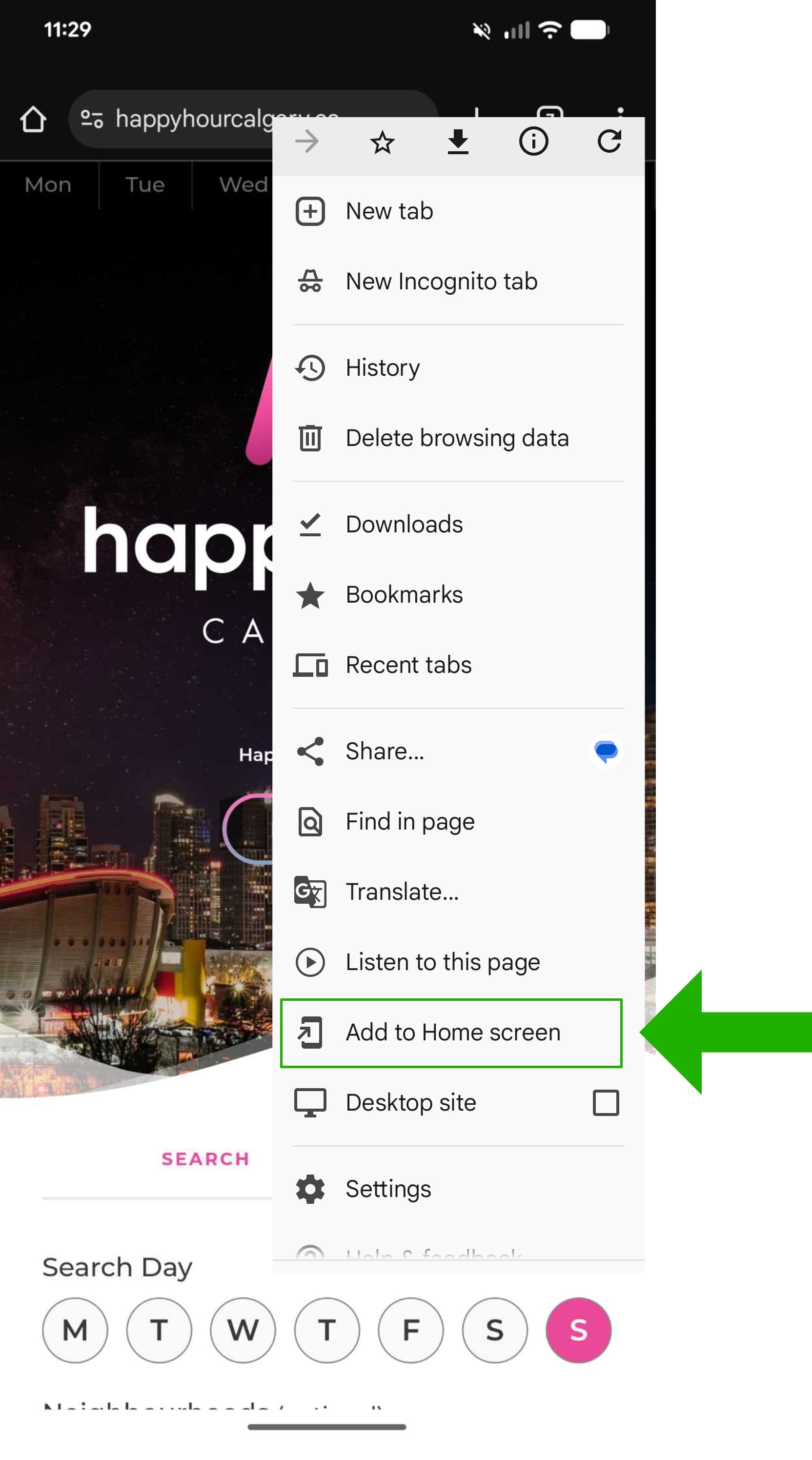 Happy Hour Calgary | Mobile Chrome Screenshot